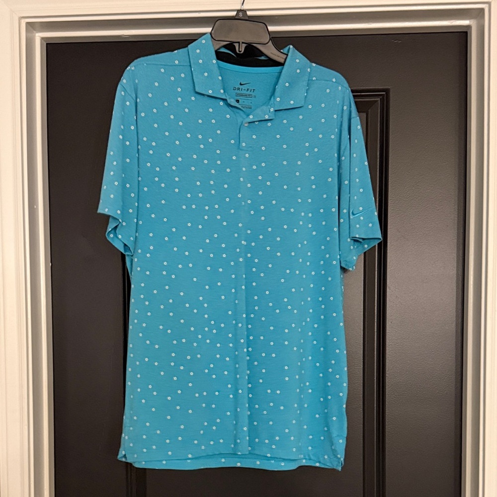 Nike Men's Blue Polo with White Dots